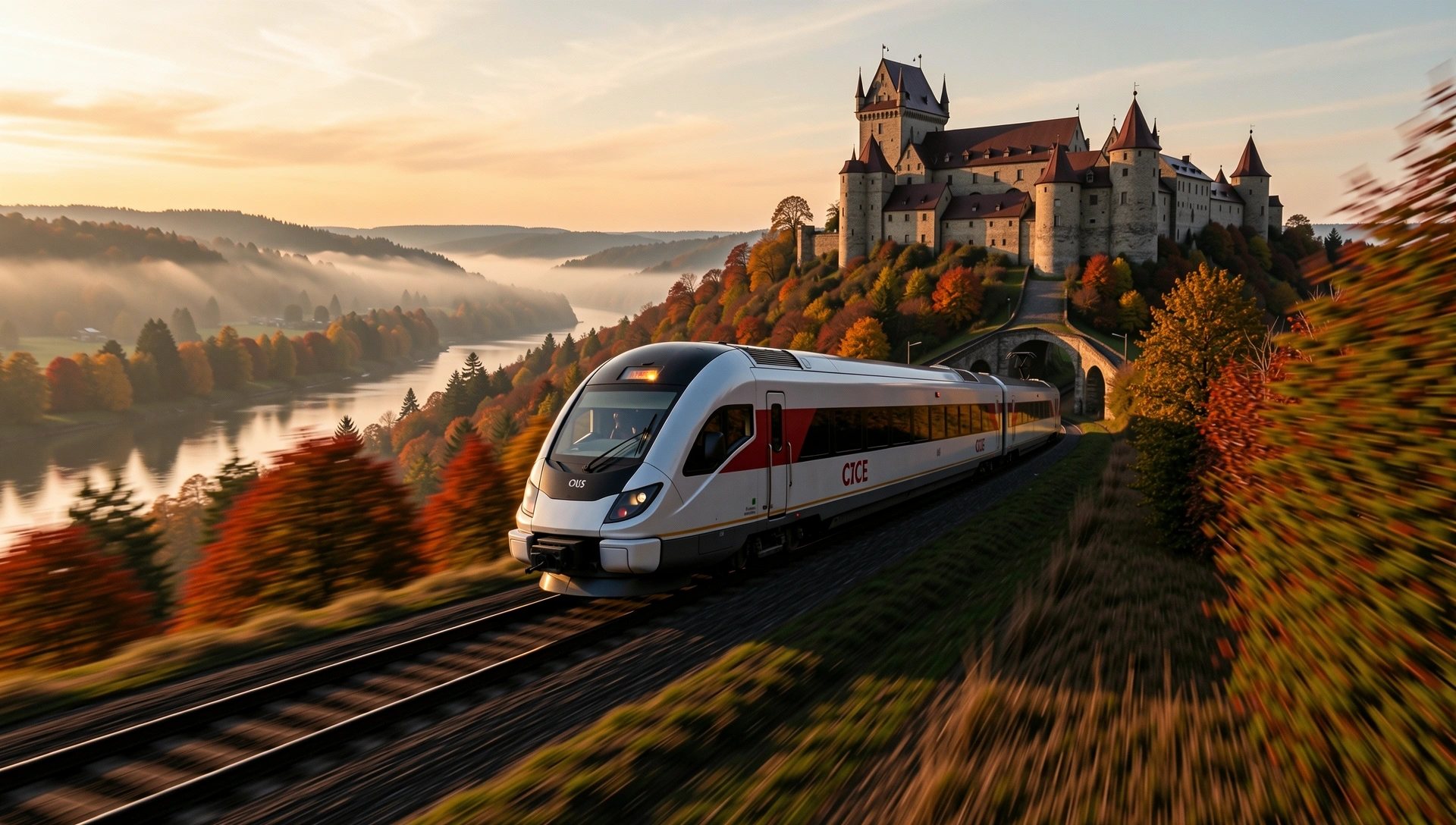 Regional train traversing the Czech landscape
